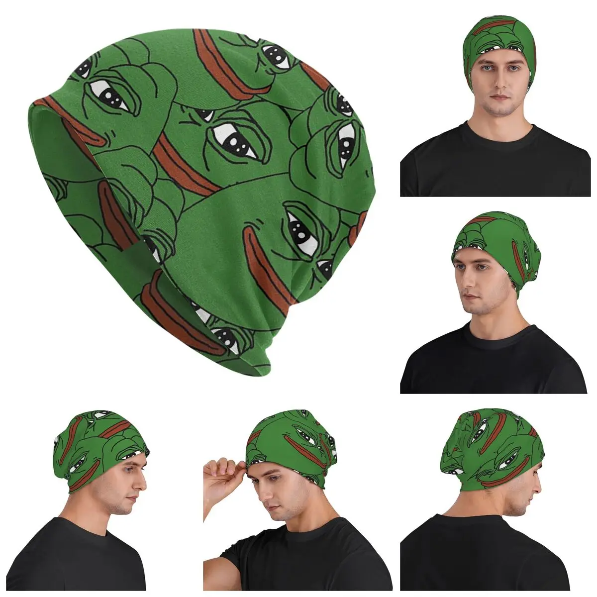 

Pepe The Frog Peepo Emote Warm Knitted Cap Fashion Bonnet Hat Autumn Winter Outdoor Beanies Hats for Men Women Adult