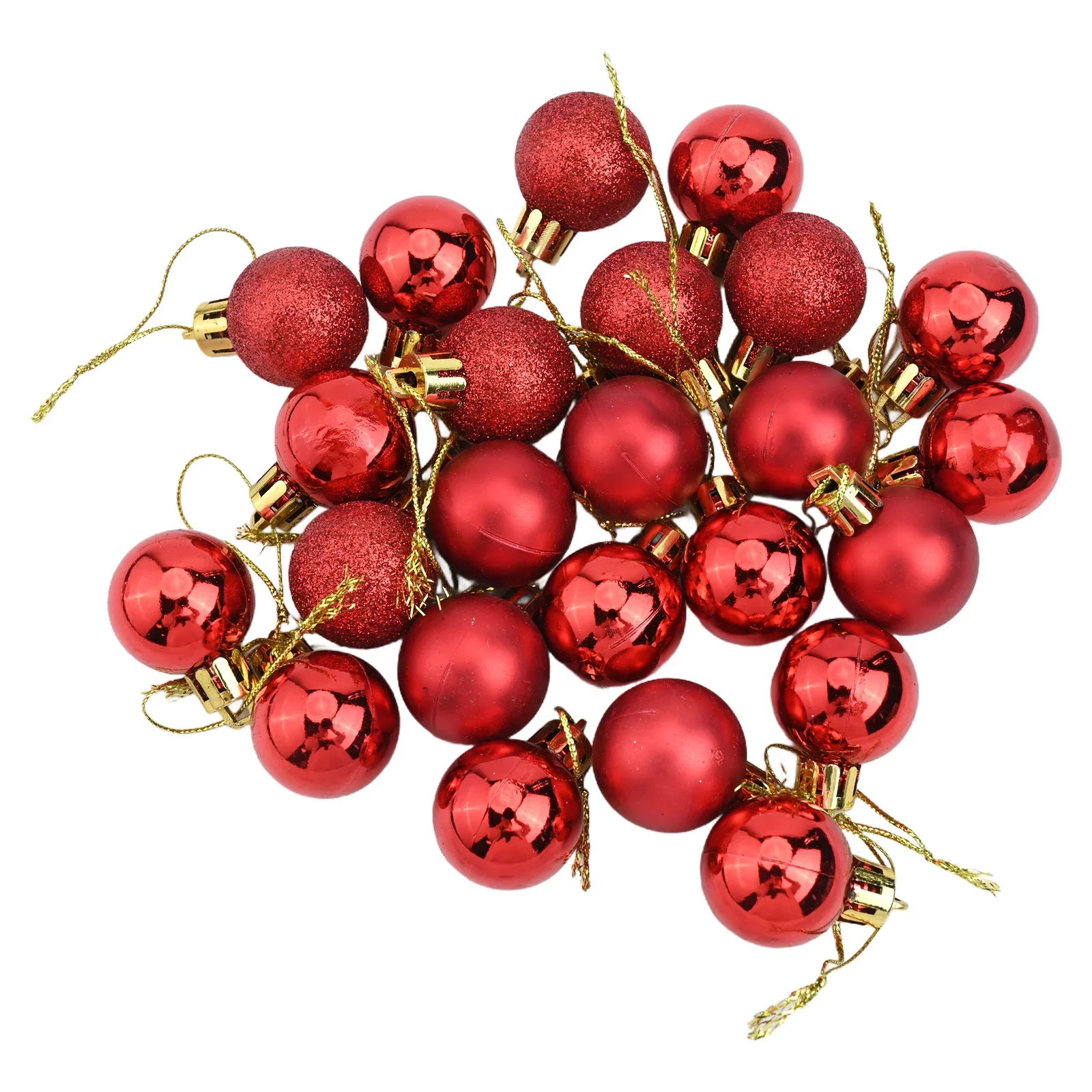 Xmas 24pcs Ball Baubles Christmas Tree Plastic Props Shiny Wedding Birthday Decorations Glitter Matte Ornaments