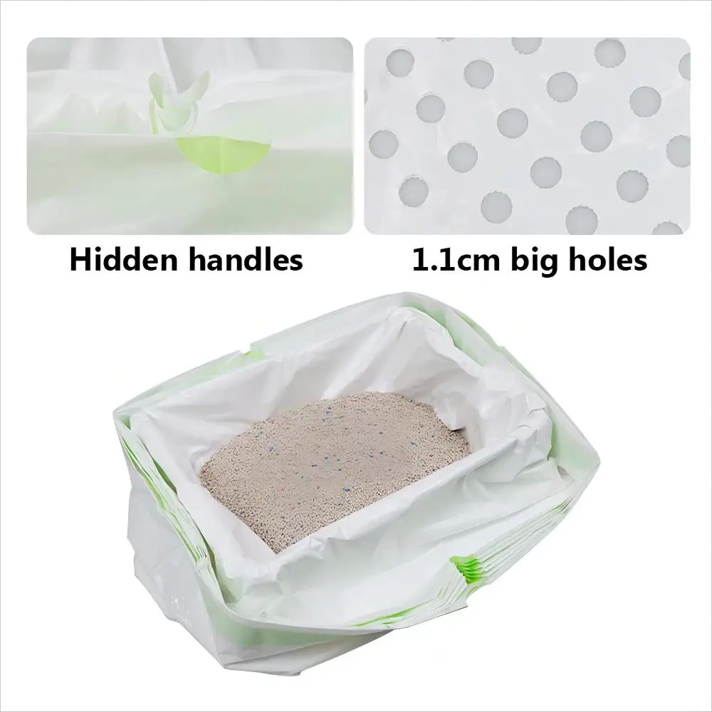 7 Pcs/Set Pet Cat Litter Bag Thickened Hidden Drawstring Design With Filter Large Capacity Lazy Pet Poop Bag Cleaning Supplies