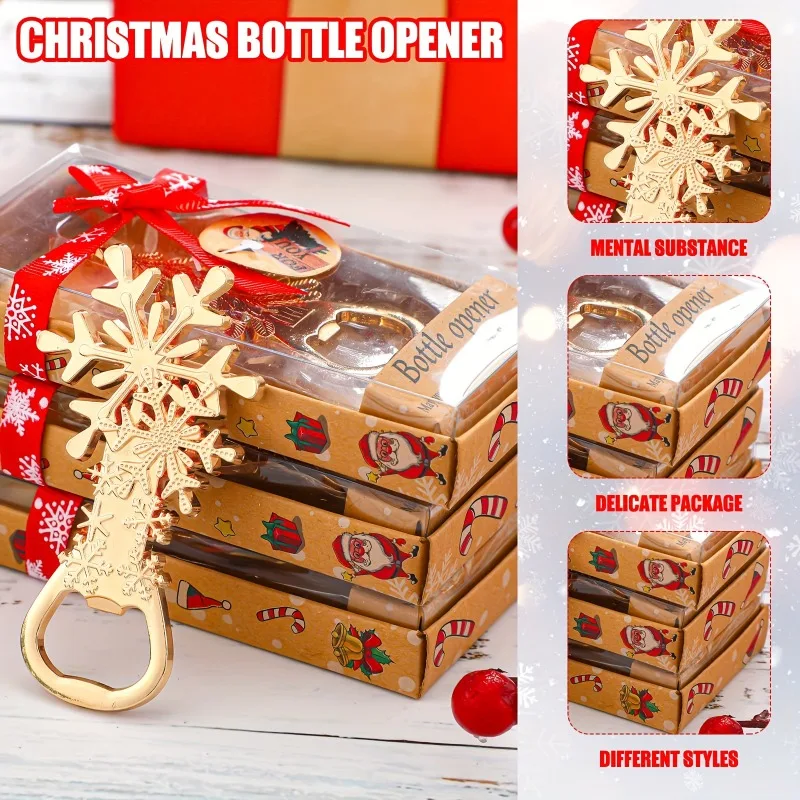 24pcs Christmas Bottle Opener Gift Set 4 Types of Openers Christmas Tree Snowman Snowflake Christmas Gift Car Xmas Home Decor
