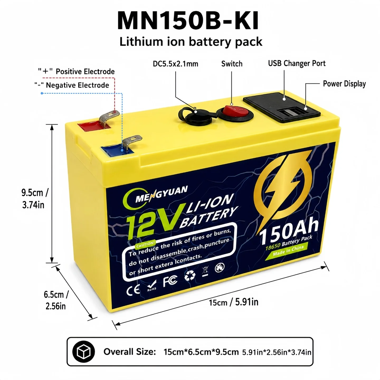 12V 100Ah LiFePO4 Battery Built-in BMS, for Home Energy Storage, RV, Yacht, Engine Starter, Outdoor Emergency, UPS