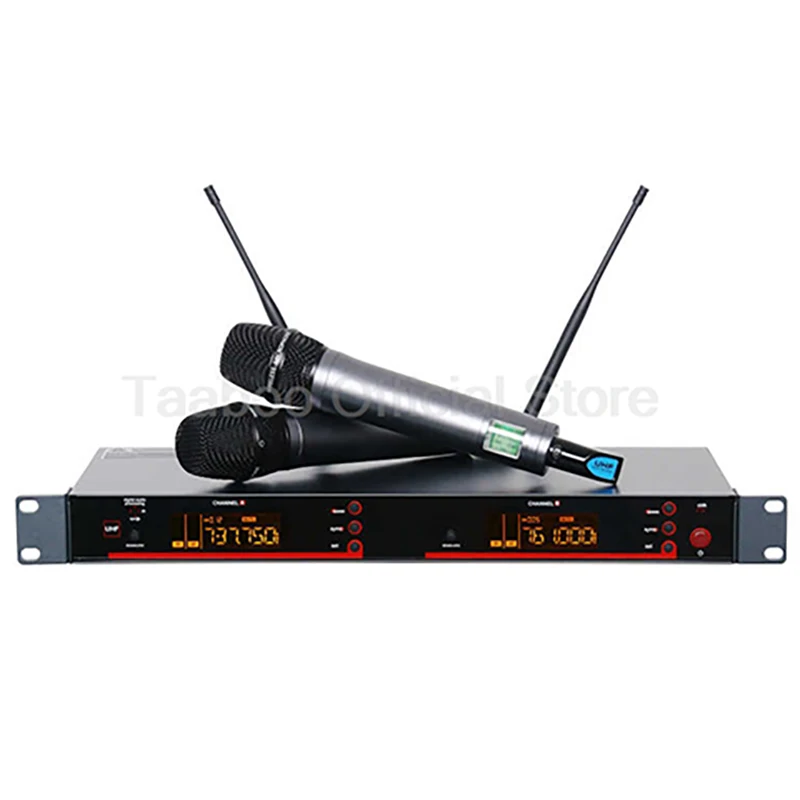 

Двойная ручная беспроводная микрофонная система, профессиональная регулируемая прочная металлическая конструкция 120 м для выступления на сцене, церковного караоке