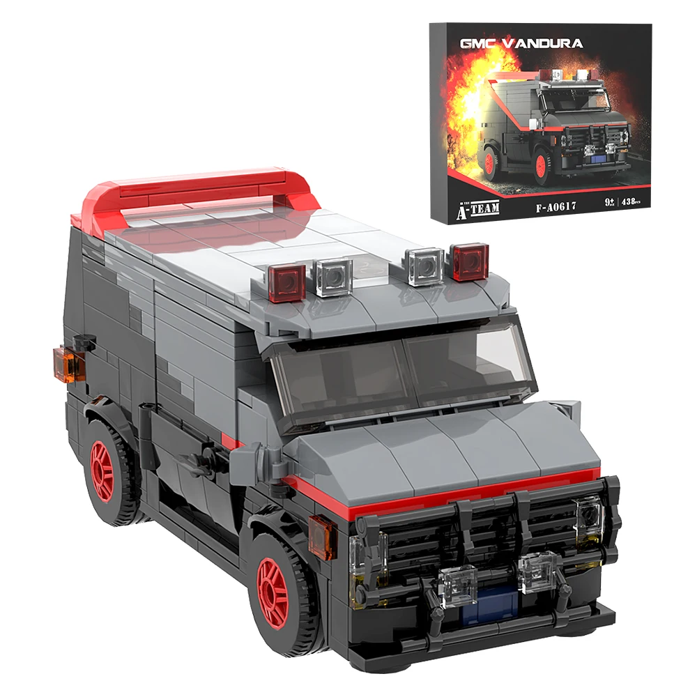 MOC Retro Simulation Car A-Team GMC Vanduras Van Model Building Blocks Diy Toys Bricks Educational Christmas Gift For Children