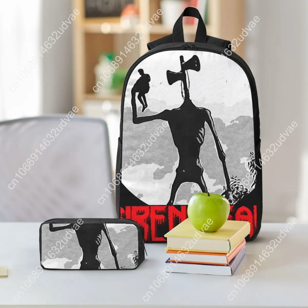Siren Head 1 Backpack Student Boys Girls BookBag School Bag Computer Shoulder Bags 3ps Insulated Lunch Bag Pencil Case