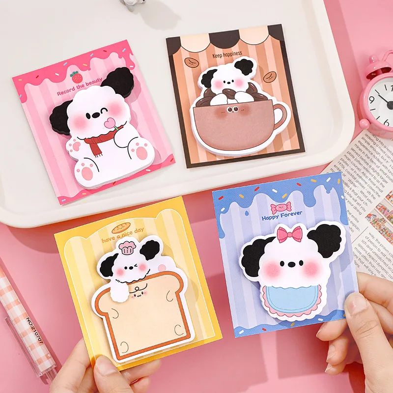 kawaii dog memo pad tearable sticky notes message notepad papelaria dos desenhos animados material escolar e de escritorio cute puppy pcs por conjunto 01