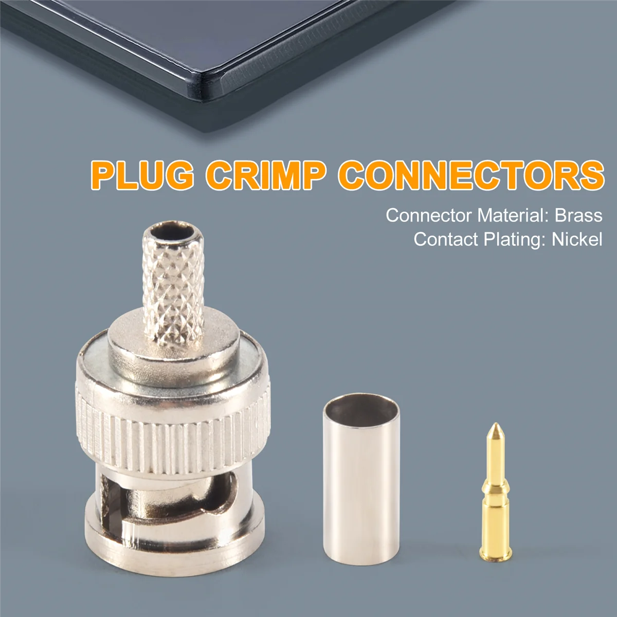 10 Sets 3-Piece BNC Male RG58 Plug Crimp Connectors