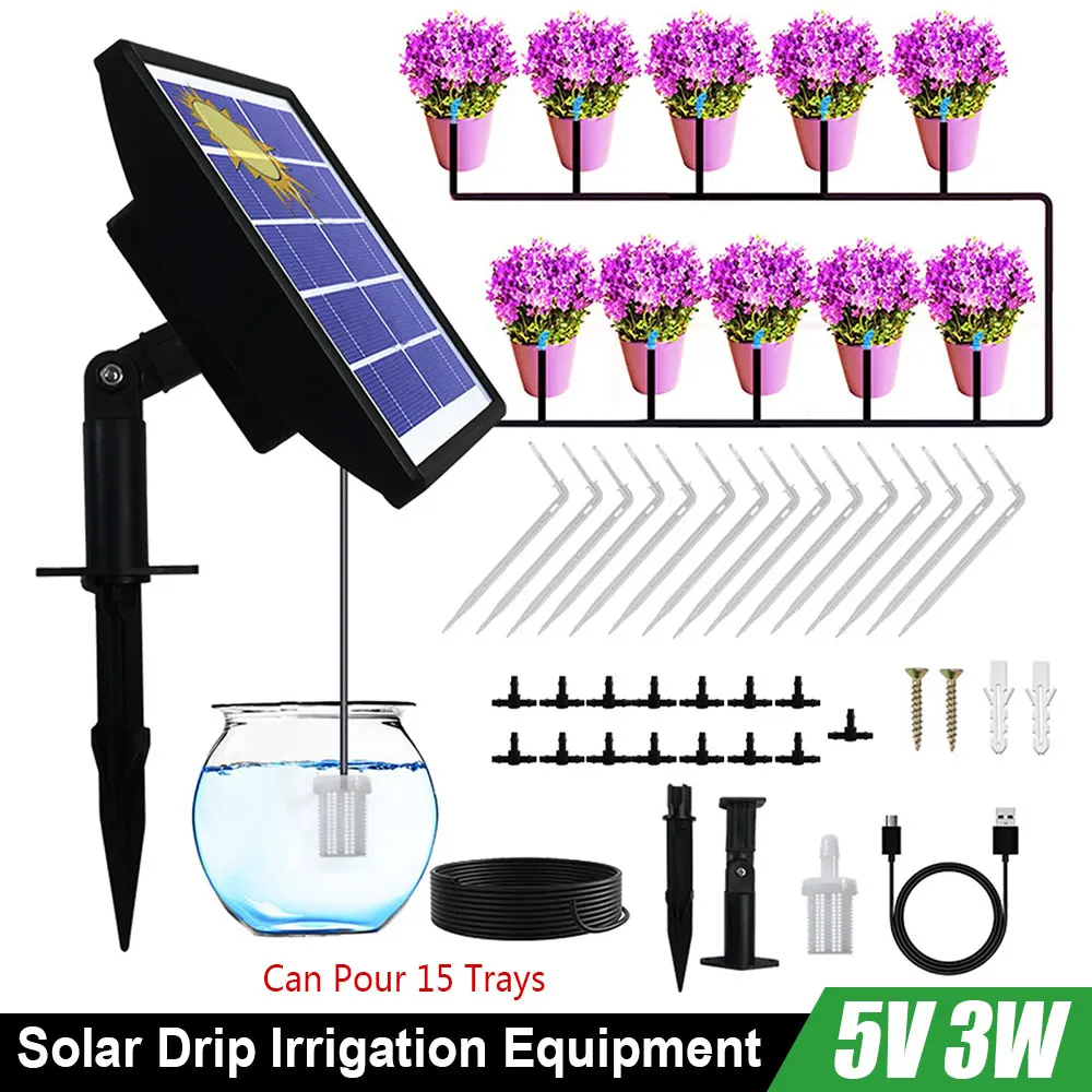 

Solar Automatic Drip Irrigation Kit Anti-siphon Solar Powered Irrigation System for Garden Plant