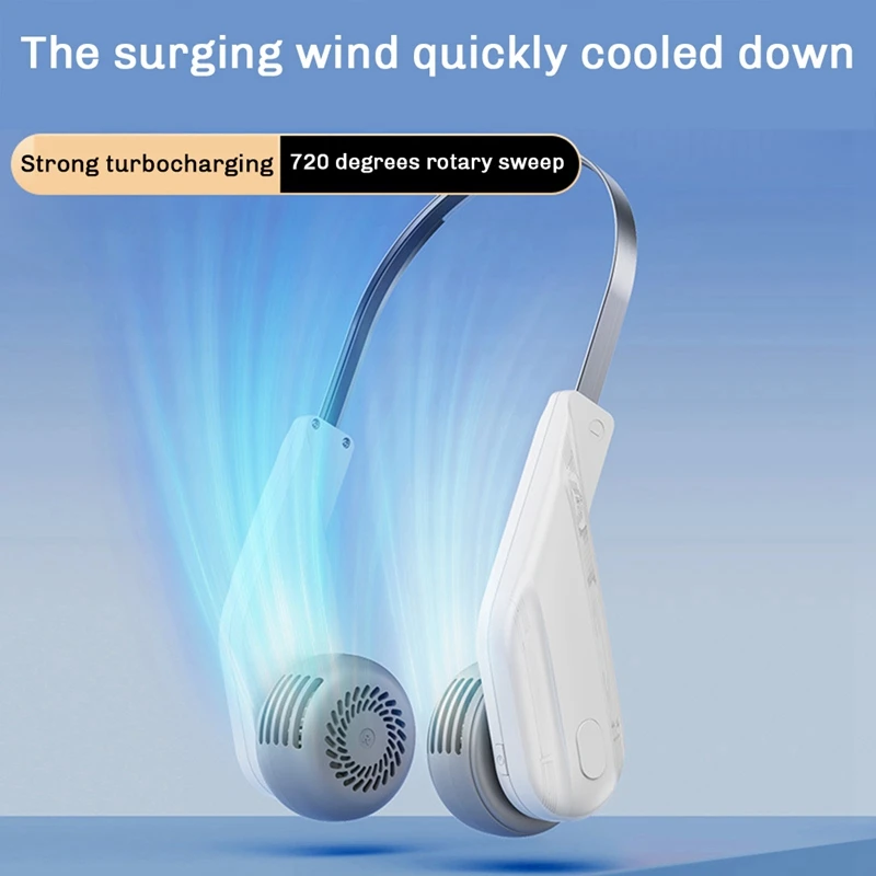 Portable Neck Fan, 800Mah Rechargeable Wearable Personal Fan With 5 Speeds Adjustable, Neck Fan For Outdoor