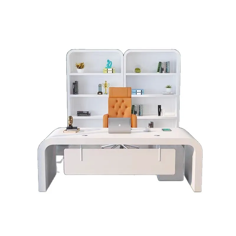 Single desk simple modern white lacquer creative large desk modern fashion president supervisor desk and chair
