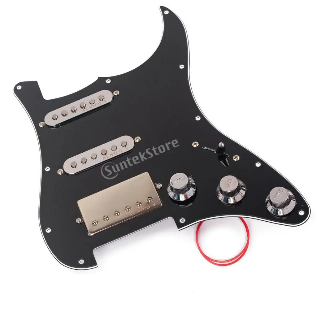 Black Electric Guitar Pickguard Prewired Alnico 5 Chrome Pickup SSH Anti-scratch Plate Protector for Stage Performance