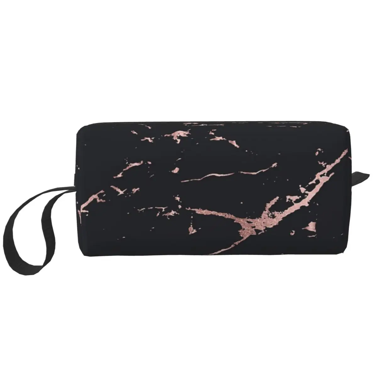 Black And Rose-Gold Marble Makeup Bag Cosmetic OrganizerToiletry Cosmetic Bag for Women Beauty Travel Pencil Case