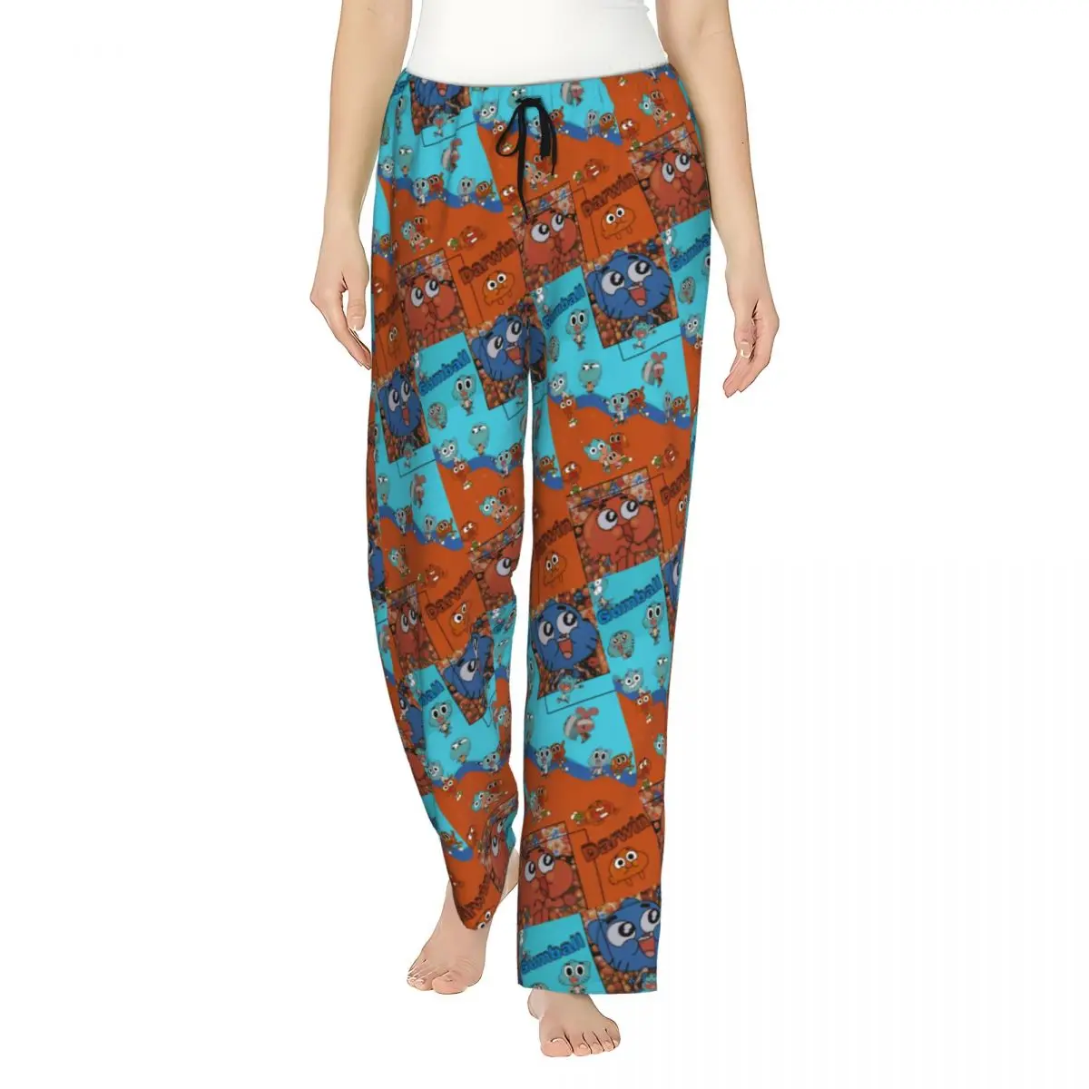 Custom A-Amazing World Of G-Gumball Pajama Pants Sleepwear for Women Elastic Waistband Sleep Lounge Bottoms with Pockets view 3