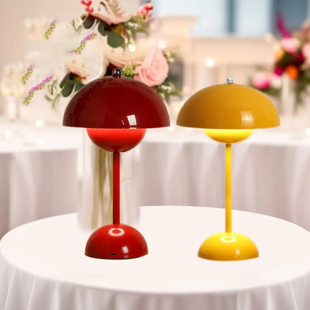 

Touch Control LED Table Lamp USB Cable Charging Tricolored Light Flower Bud Lamp Simple Modern Mushroom Design Lamp