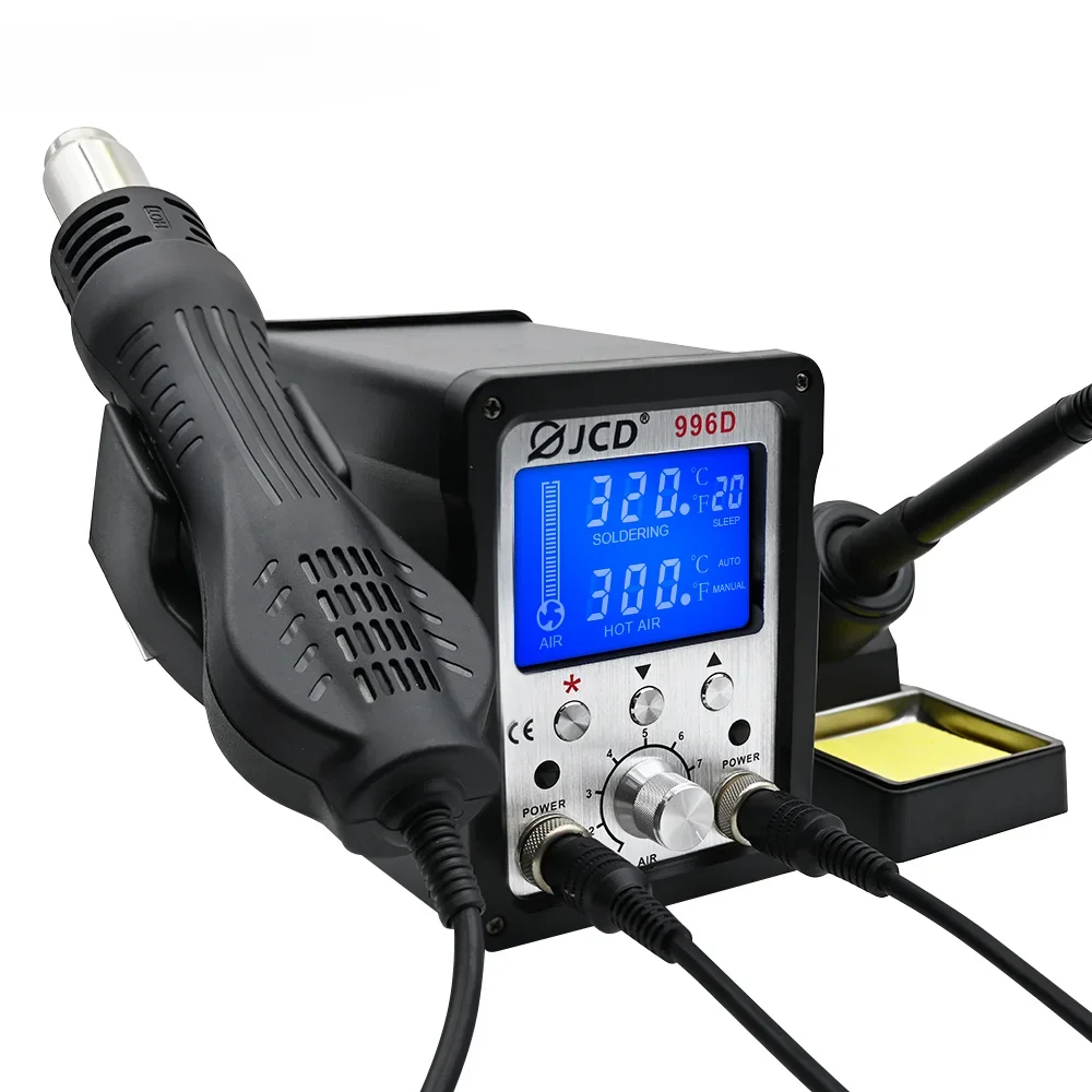 

Для JCD 996D 220 В 2 в 1 паяльная станция горячего воздуха, паяльная станция, тепловая пушка, железная материнская плата, демонтаж, сварочный ремонт