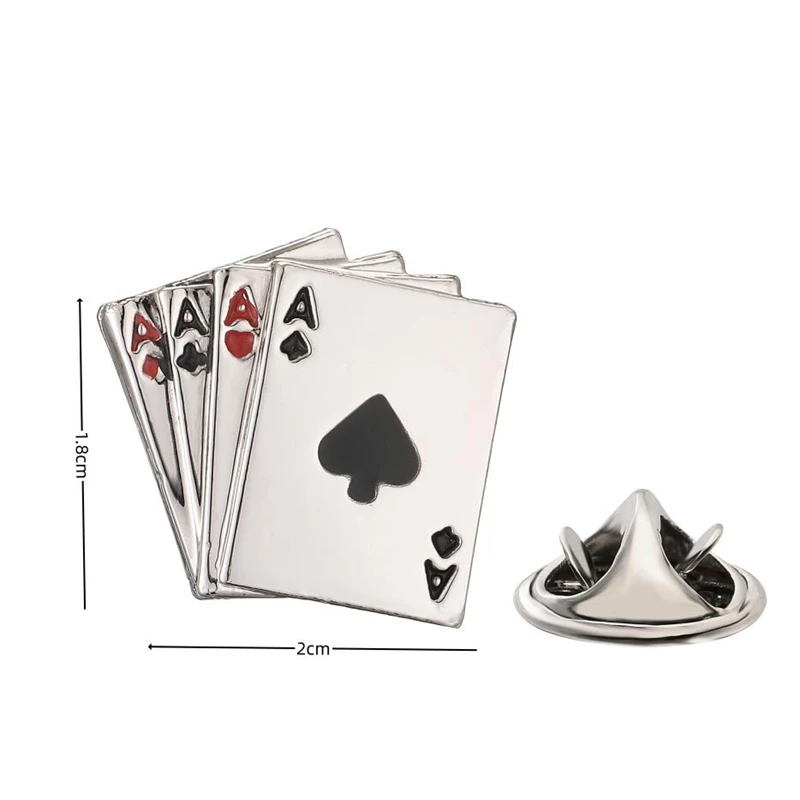 High quality French Brooch men\'s wedding classical Steel color playing card collar pin clothing accessories jewelry wholesale
