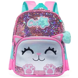 3PCS Cute Cat Backpack for Girls PU Leather Bookbag for Elementary School with Lunch Bag And PenBag