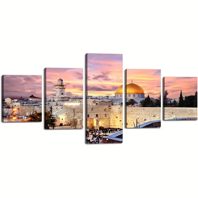 Jerusalem Modern Painting on Canvas Wall Art Islamic Wall Art Mosque Muslim Prints Art Home Decor for Living Room Pictures 5 Pie