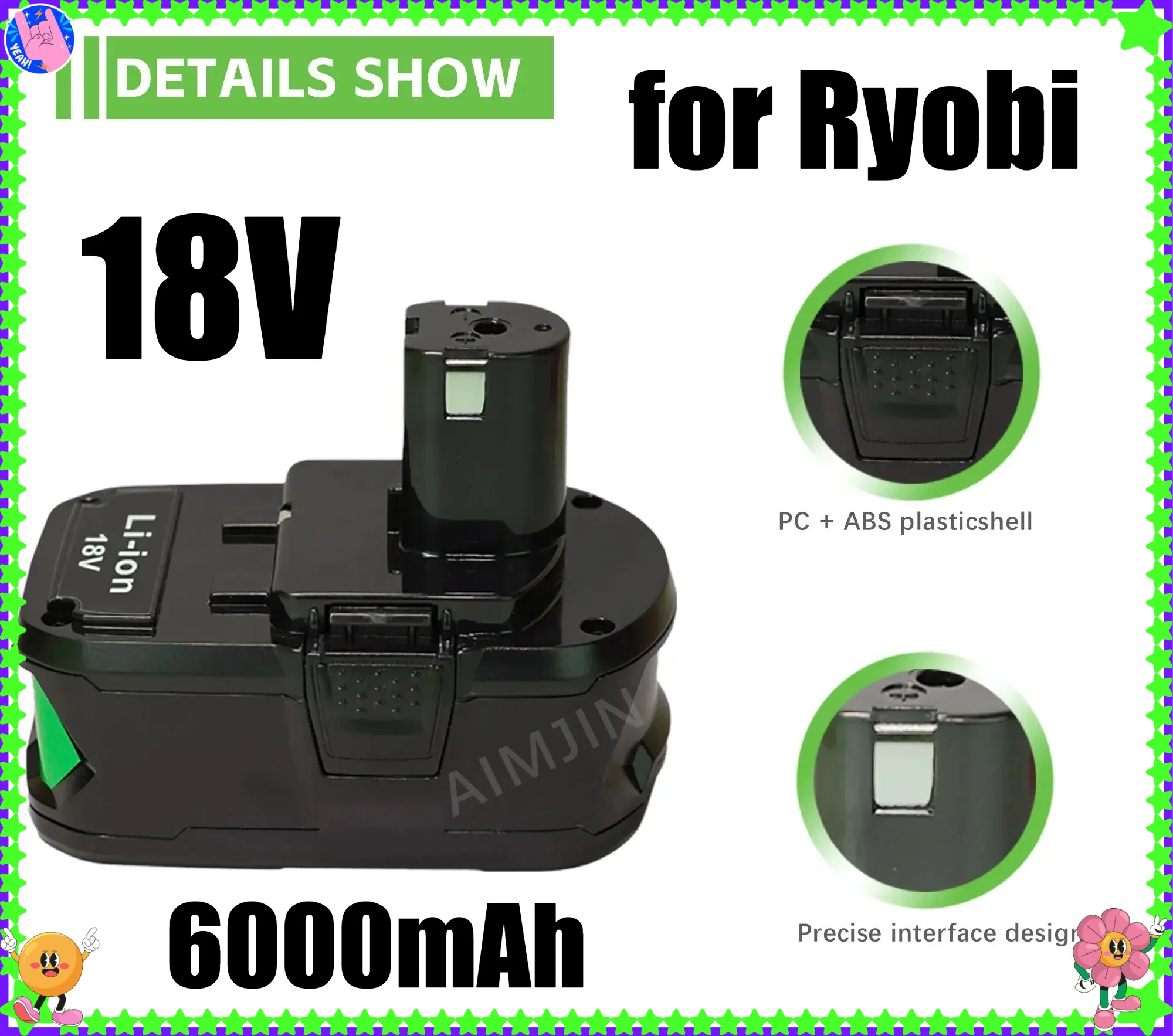 

bestseller 18V 6.0AH Li-ion Battery for Ryobi ONE+ cordless Power Tool BPL1820 P108 P109 P106 P105 P104 P103 RB18L50 RB18L40