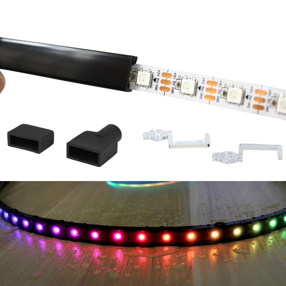 

Черный светодиодный диффузор, силикагель, неоновая трубка, гибкая, IP67, водонепроницаемая для печатной платы 10 мм, WS2812B, WS2811, SMD, светодиодная лента, украшение