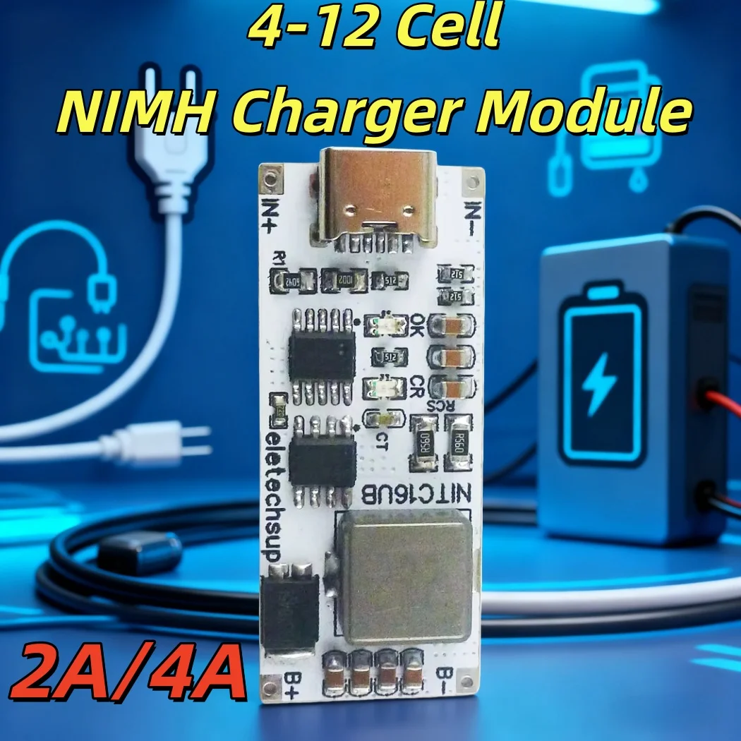 

TYPE-C DC 5V Boost BMS CC/CV NiCd 2A/4A 4-12 Cell NIMH Charger Module