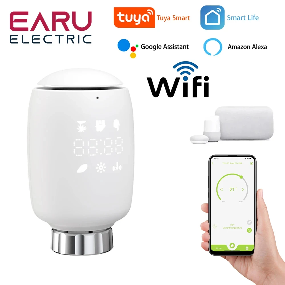 

WIFI Tuya Smart Radiator Actuator TRV Programmable Thermostatic Radiator Valve App Remote Temperature Controller Support Alexa