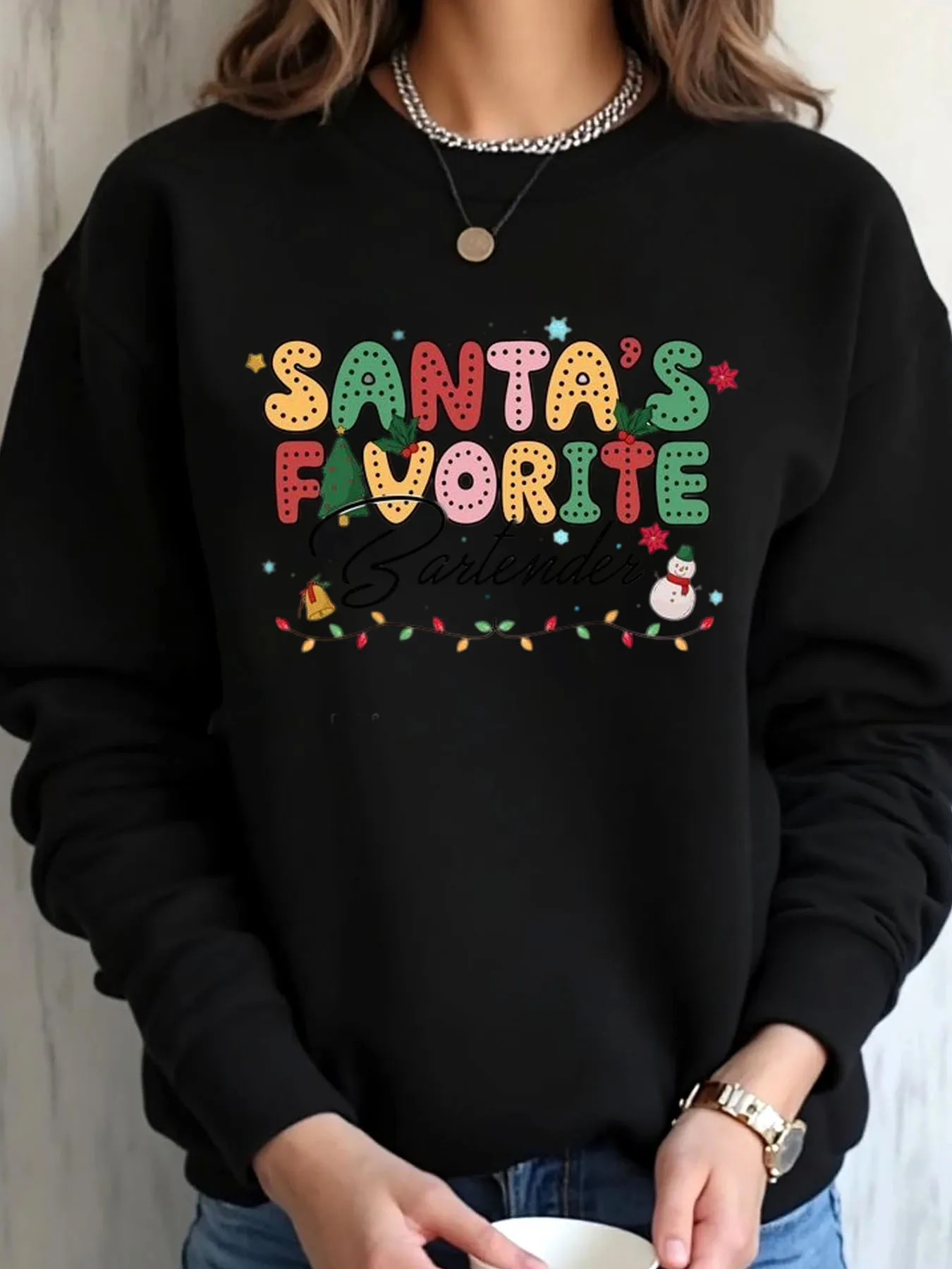 

Женская толстовка большого размера с рождественским принтом Санты, уличная одежда