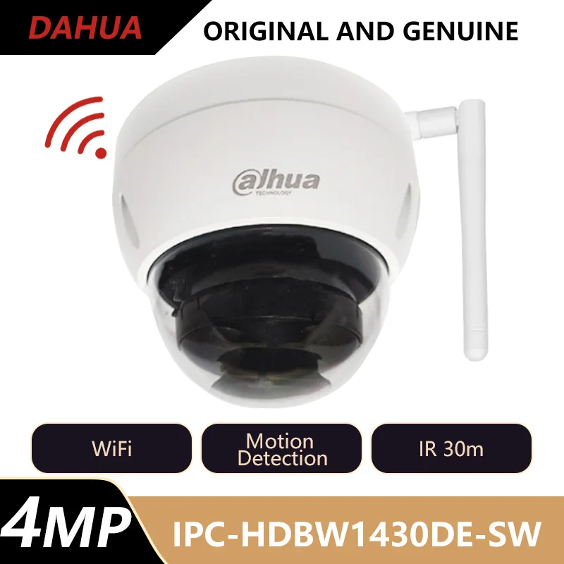 

Dahua 4MP IR Fixed-focal Wi-Fi Dome IP Camera Motion Detection Support SD Card DWDR IP67 IK10 Security Camera IPC-HDBW1430DE-SW