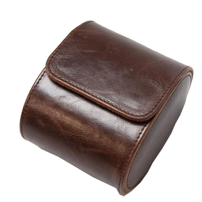 

Дорожный футляр для часов с 1 слотом, портативный винтажный кожаный футляр для часов, коробка для хранения часов, органайзеры для часов, прочный коричневый S