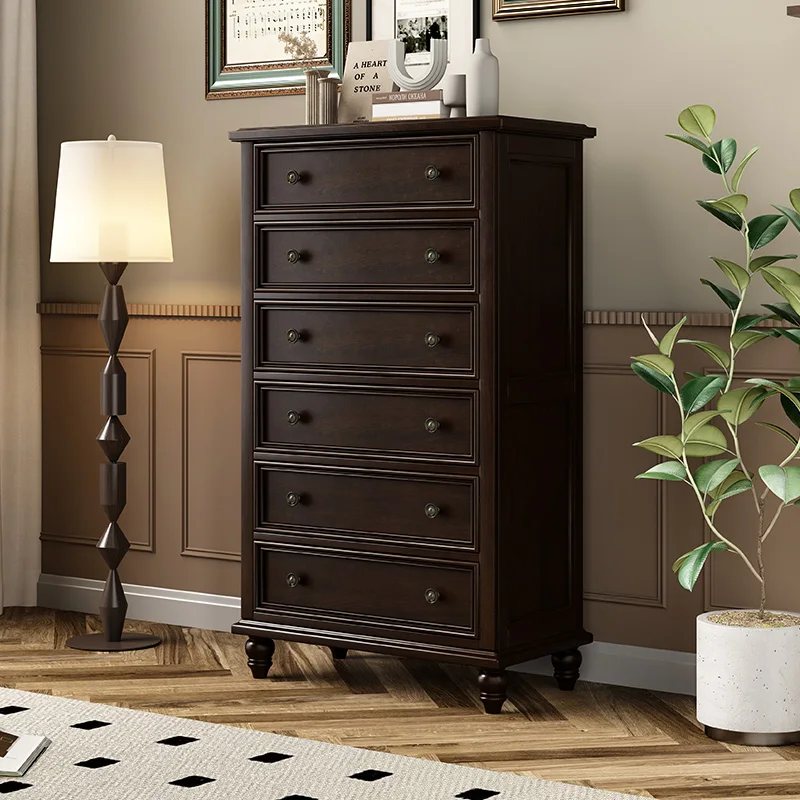 

Американский сундук из цельного дерева, шкафчик для спальни, небольшая квартира, ретро-комод из чистого массива дерева, 45679.