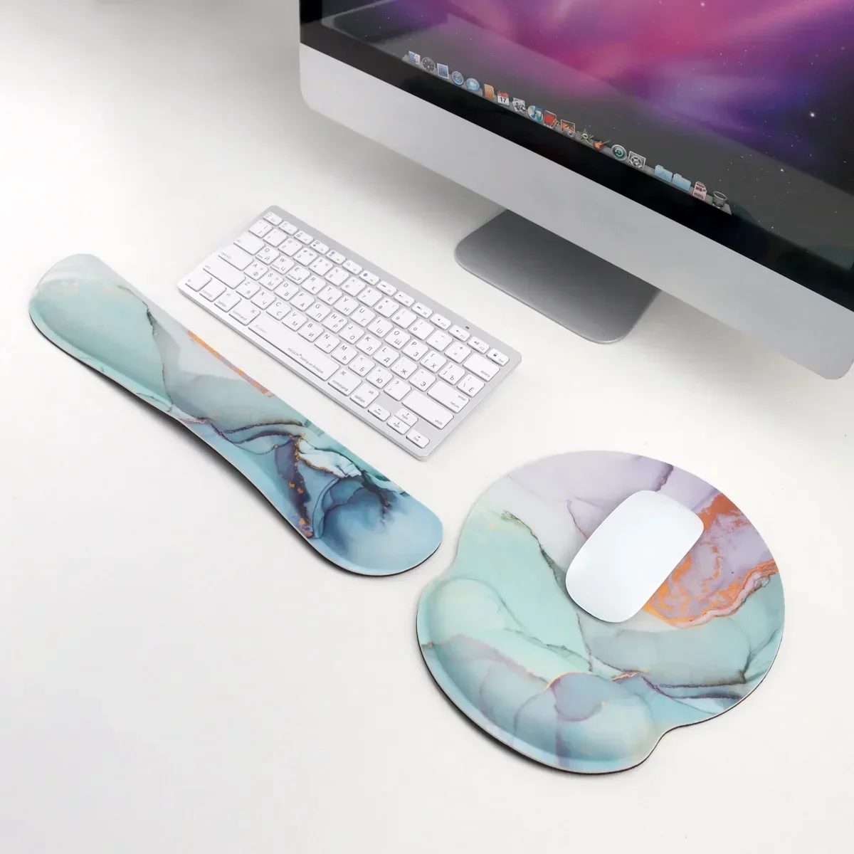 Non-Slip Mouse Pad Portable Size PU Base Ergonomic Wrist Rest Support Hand Support Comfort Keyboard Wrist Pad Desktop