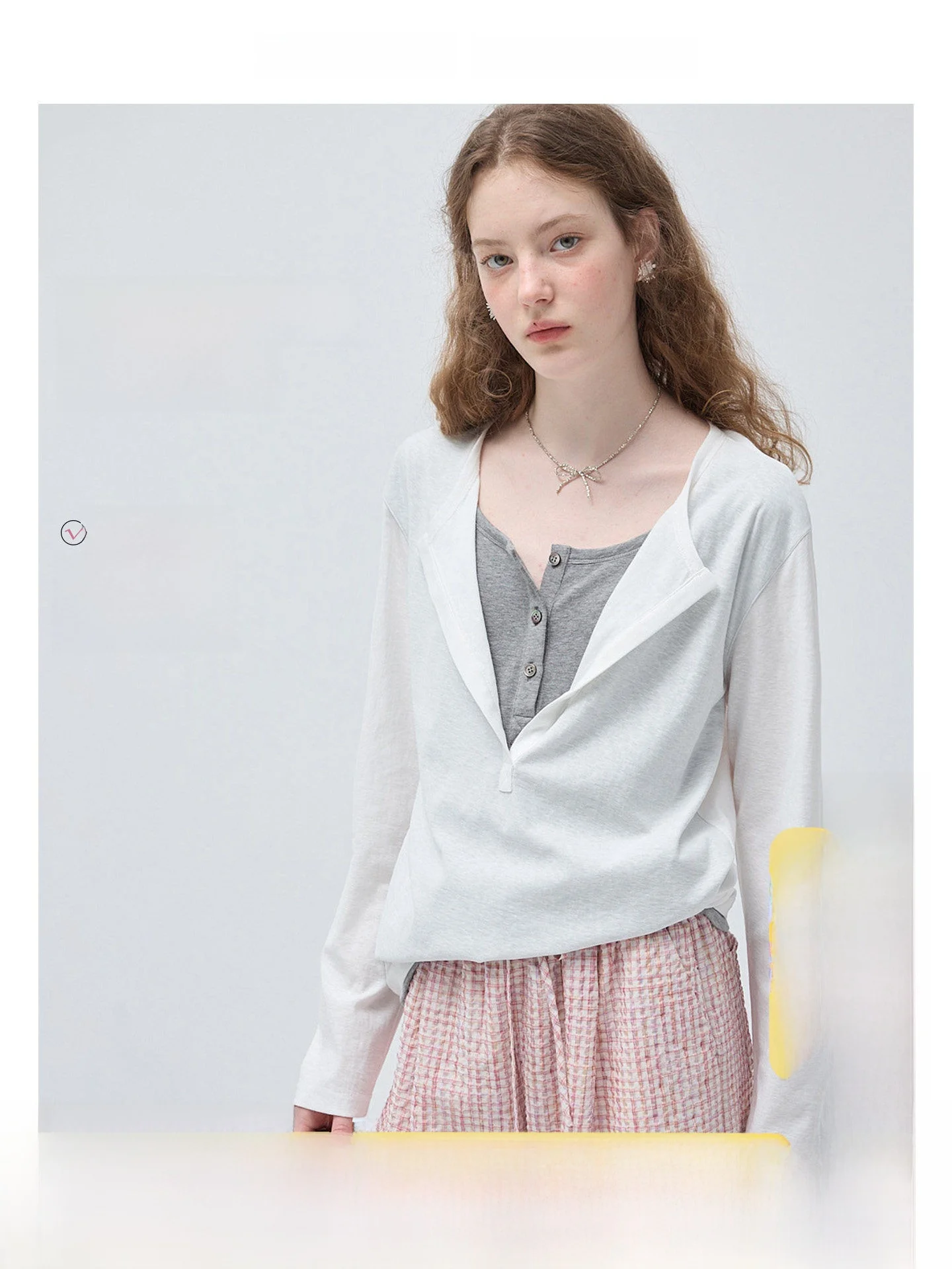 

plus Size Long Sleeve T-Shirt Color Block Slimming Spring Commute Fashionable Top for Plump Women Korean Style Standard Fit