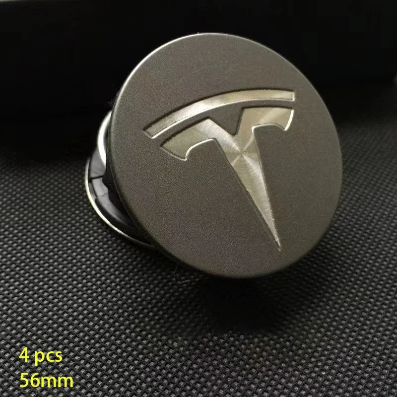 For Tesla Model 3 Model Y Badge Cover Hubcaps 4pcs 56mm Wheel Hub Center Caps for Tesla Model Y X S 2023 Car Accessories