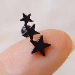 2025 Fashion Simple Three Small Star Black Studs Earrings For Women Men Surgical Steel Earring Ear Piercing Jewelry Accessories