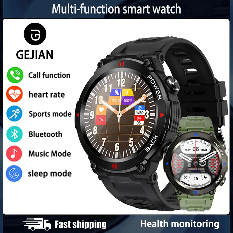 

GEJIAN New 5.0 Bluetooth Call Watch 1.32 inch Full Screen Touch IPS High Resolution 360 * 360 Heart Rate Monitoring Smart Watch