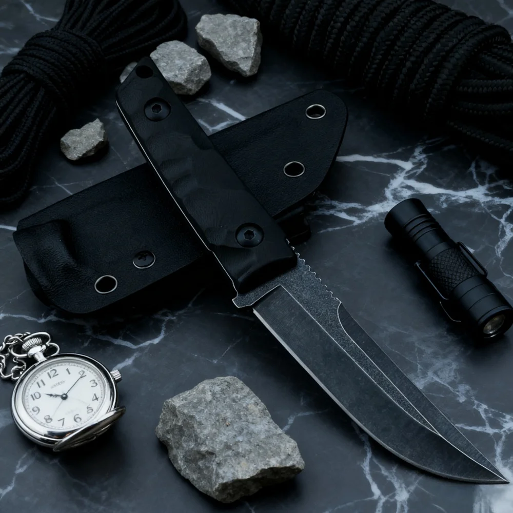 

Высокая твердость 8Cr13mov каменная промытая черная ручка самурайский меч прочный тактический прямой нож EDC открытый кемпинг охотничьи инструменты