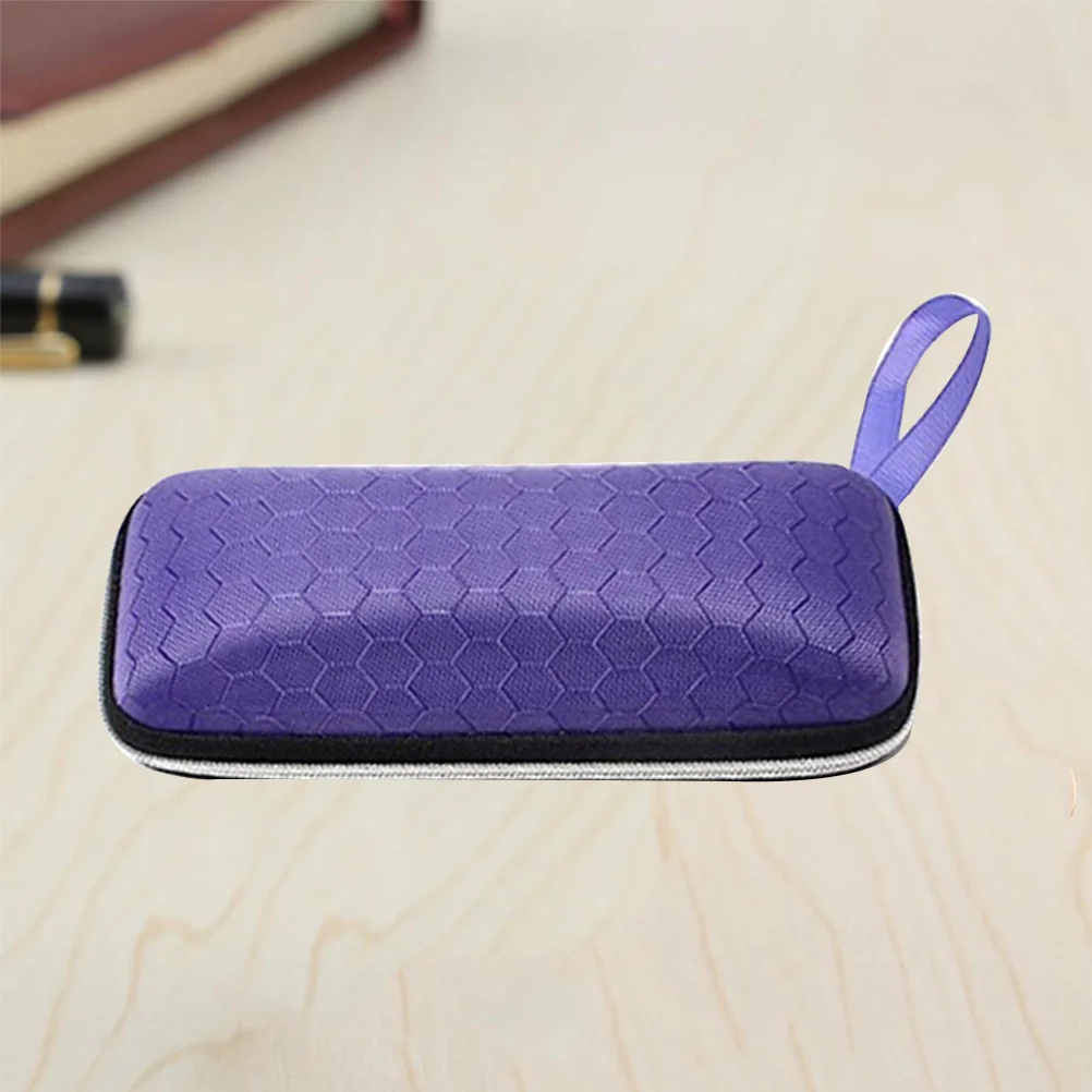 

1Pcs Eyeglasses Case Purple Honeycomb Pattern Eva Hard Shell Lined with Linen Fabric Zipper Sunglasses Box Gift Ready
