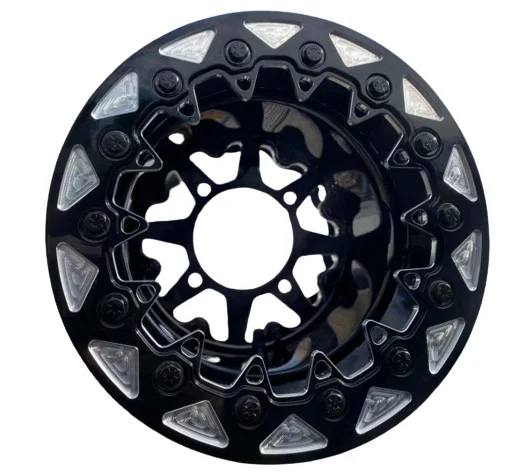 10X8 Inch ATV Wheel UTV Wheel Aluminum 3 Piece Beadlock Rims Offset 3+5- 4x115- Black