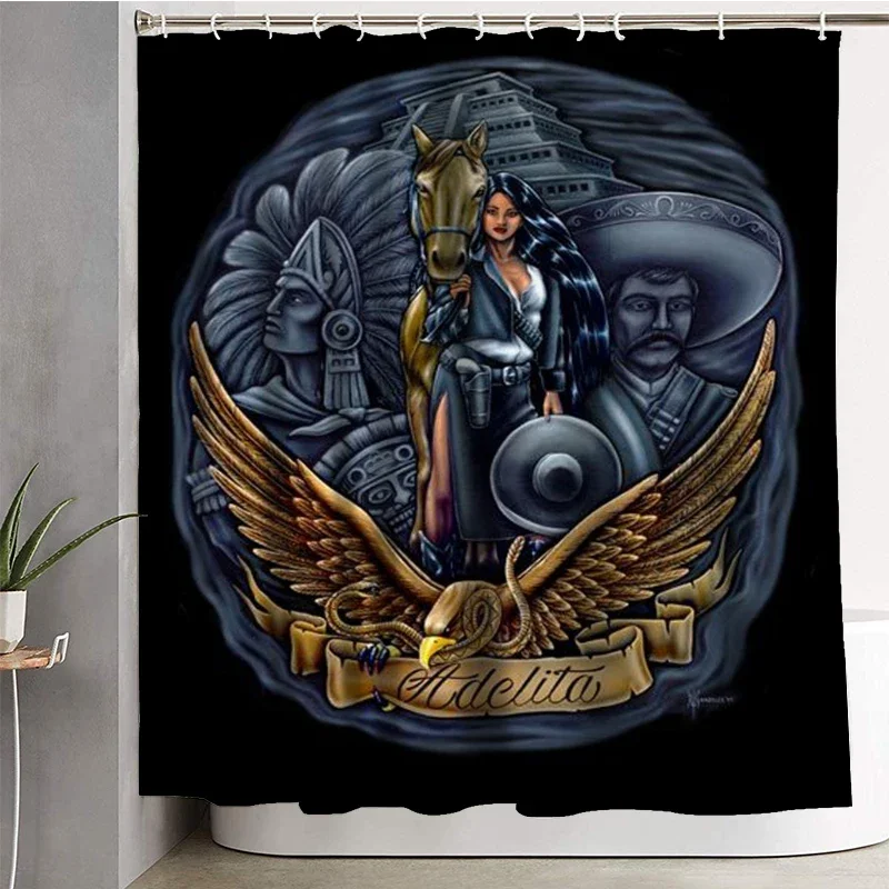 Chicano Art Tattoos Design Shower Curtain Bathroom Accessories