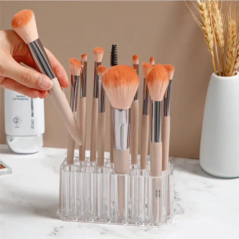 26 فتحة من الأكريليك الشفاف لفرشاة الماكياج، دلو تخزين، قلم تحديد العيون، قلم تخزين الأظافر، تخزين المكتب، صالون عائلي قابل للتطبيق #5