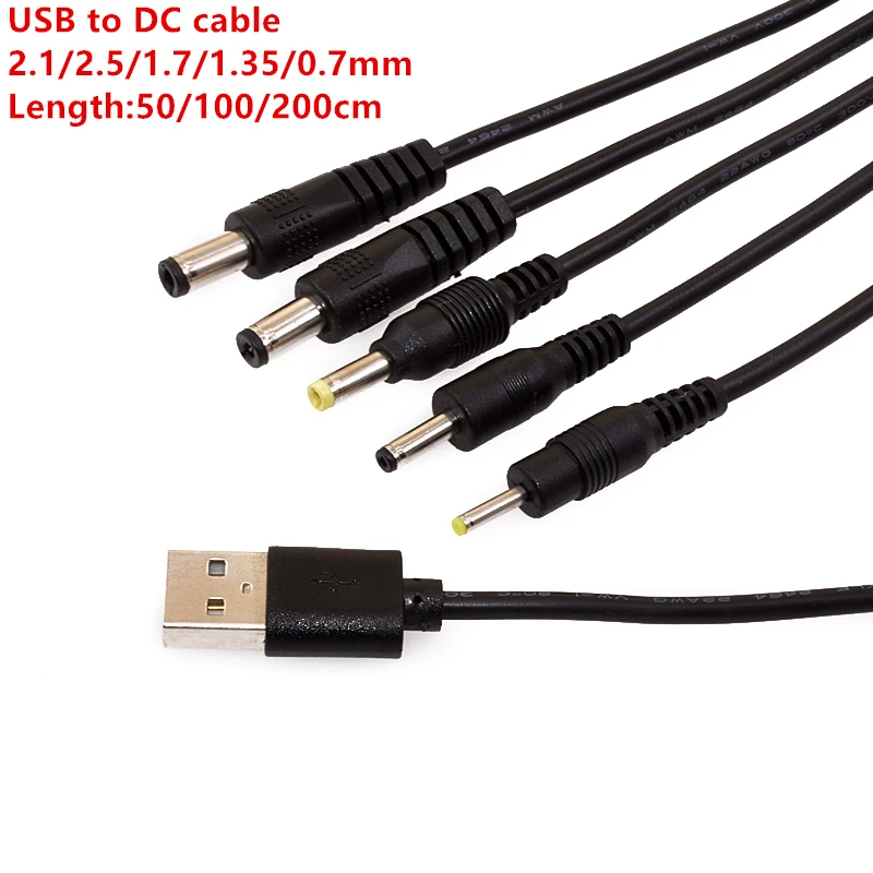 1Pcs USB Male to 5.5mm X 2.1mm DC Barrel Jack Power Cable AC Plug Transfer Connector Charger Interface Converter for Electronics