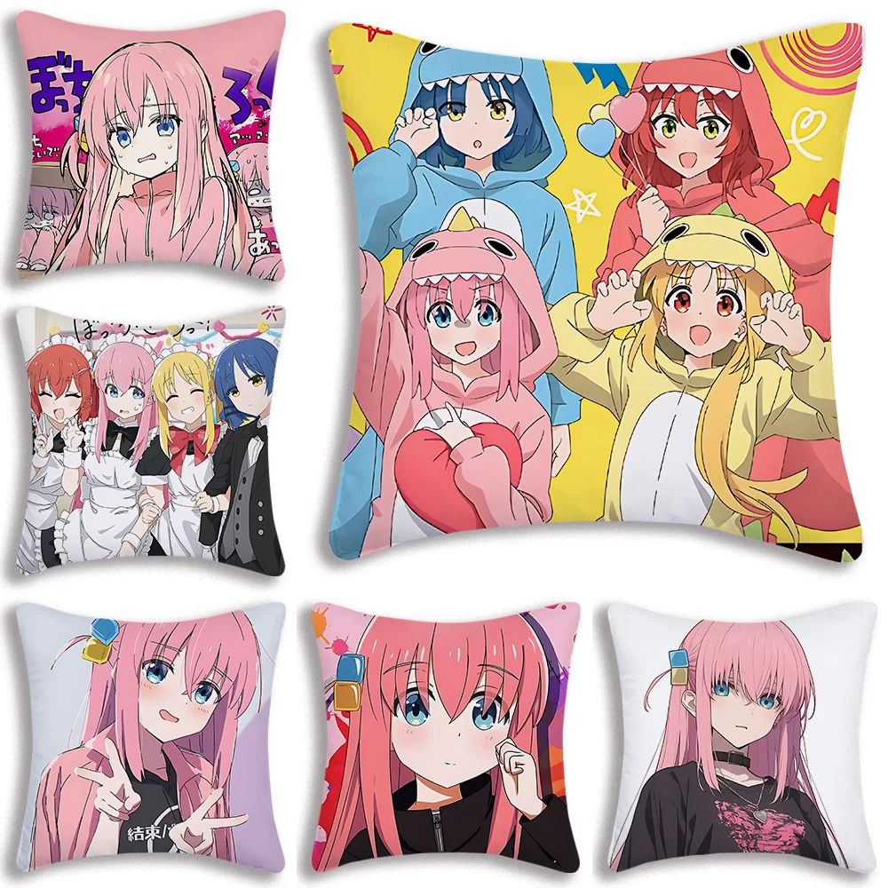 BOCCHI THE ROCK! Pillow Covers Cartoon Sofa Decorative Home Double-sided Printing Short Plush Cute Cushion Cover