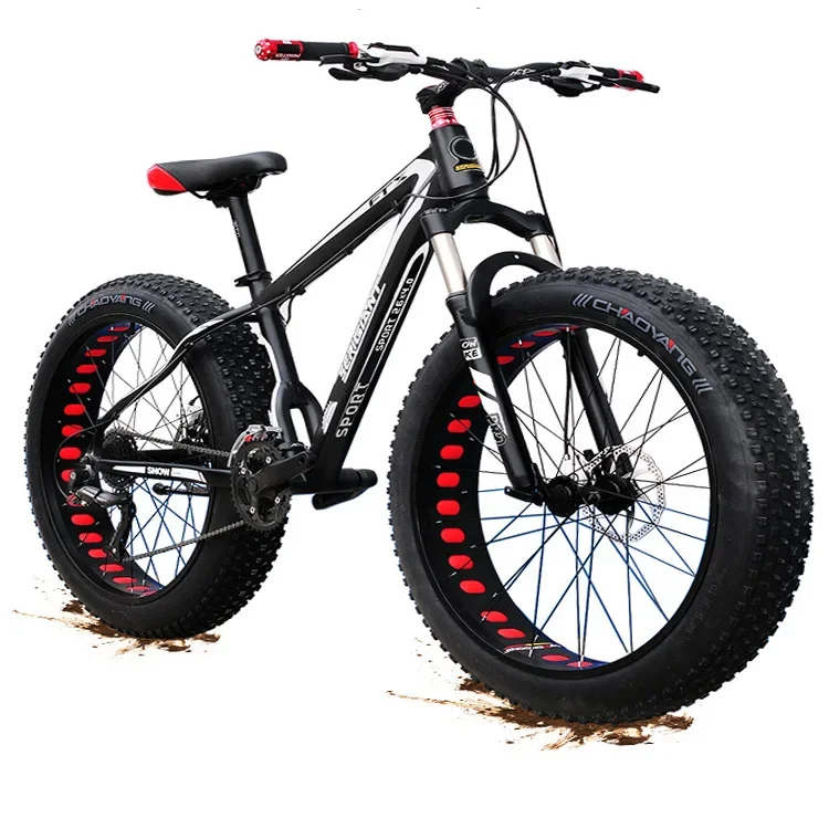 For 26 Inch Variable Speed Beach Snow Bike Shock Sorption Disc Brake Mountain Widened Tire Bicycle Fatbike Off Road Bikes