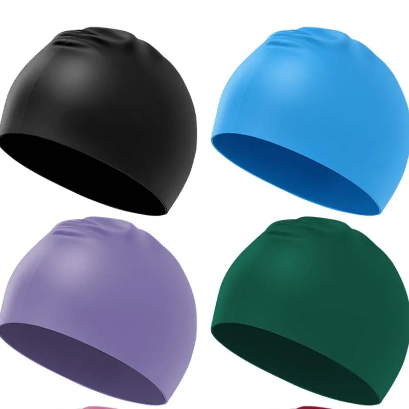 

Children's Ear-Protecting Waterproof Swimming Cap With High Elastic Silicone Long Hair Swimming Cap Sports High Value Children's