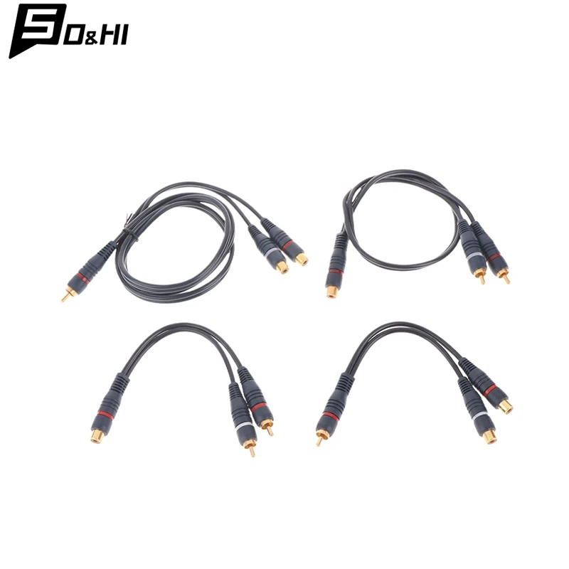 Distributor Converter Speaker Gold Cable Cord Line Cooper Wire 2 RCA Female To 1 RCA Male Splitter Cable Audio Splitter