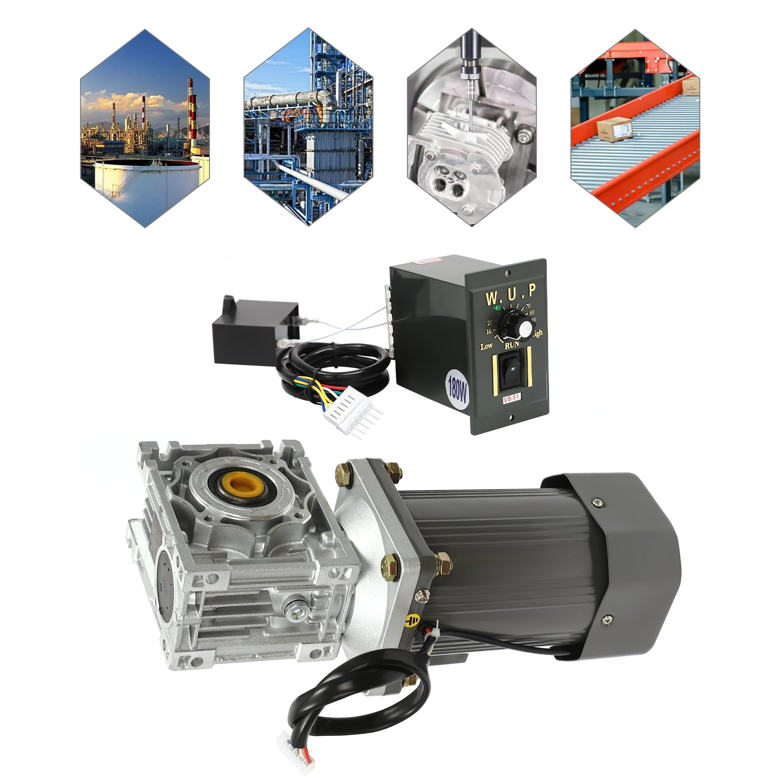 

180W 110V Gear Motor Worm Geared Motor Speed Controller Electric Motor Kit 90-1650r/min