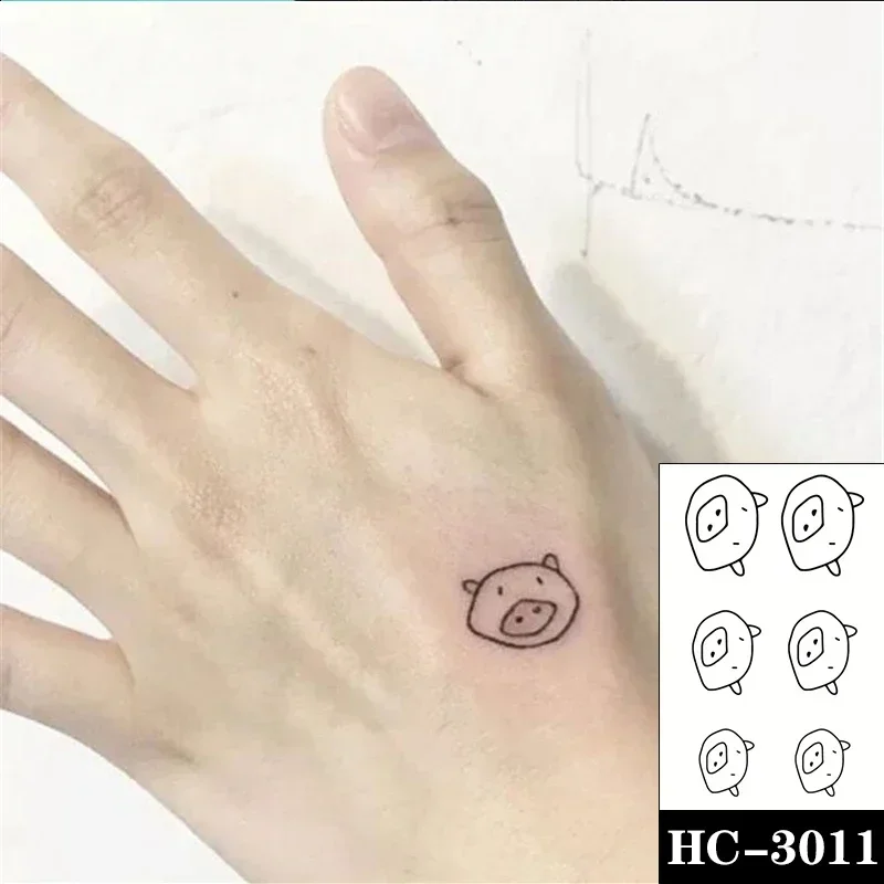 Waterproof Temporary Tattoo Sticker Japanese Style Cute Pig Small Size Body Art Fake Tatto Flash Tatoo Hand Foot  for Men Women