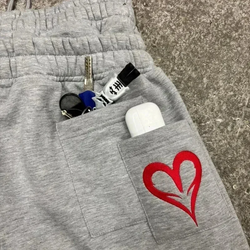 ダブルウエストスウェットパンツ-ルーズ-y2k-ポーカー刺繍ジョギングパンツ-パンクストリート服-ルーズスポーツパンツ-男女兼用