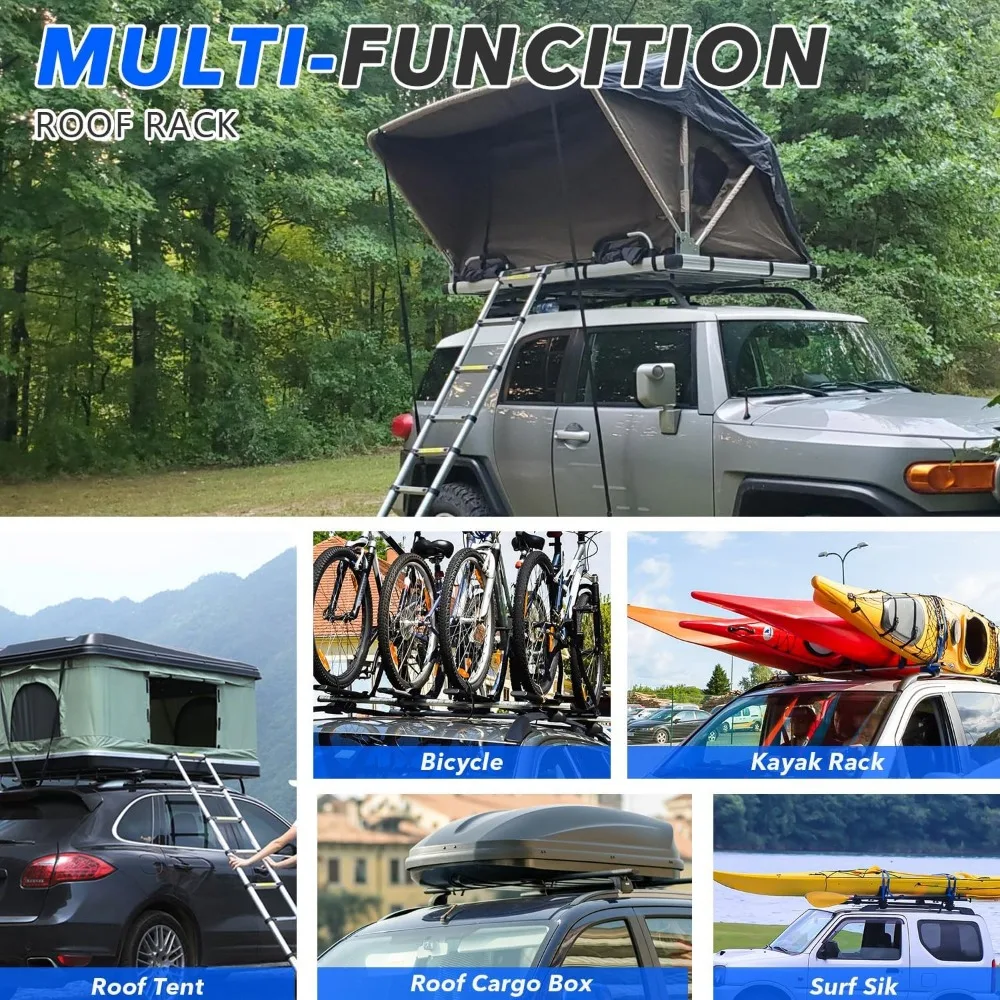 سلة حامل سقفي شديدة التحمل متوافقة مع Toyota RAV4 (2019-2025) |   سلة البضائع على السطح، قضبان إضافية لحمل الأمتعة