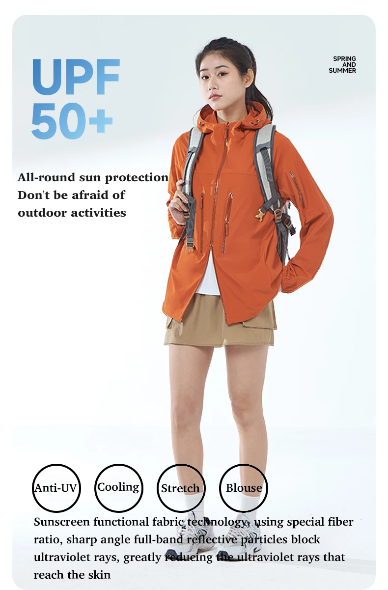 LNGXO Herren Damen Wander-Regenmantel, Sonnenschutz, Camping, Trekking, wasserdichte Jacke, Unisex, Stretch, Zwei-Wege-Reißverschluss, Windjacke – Detail 3