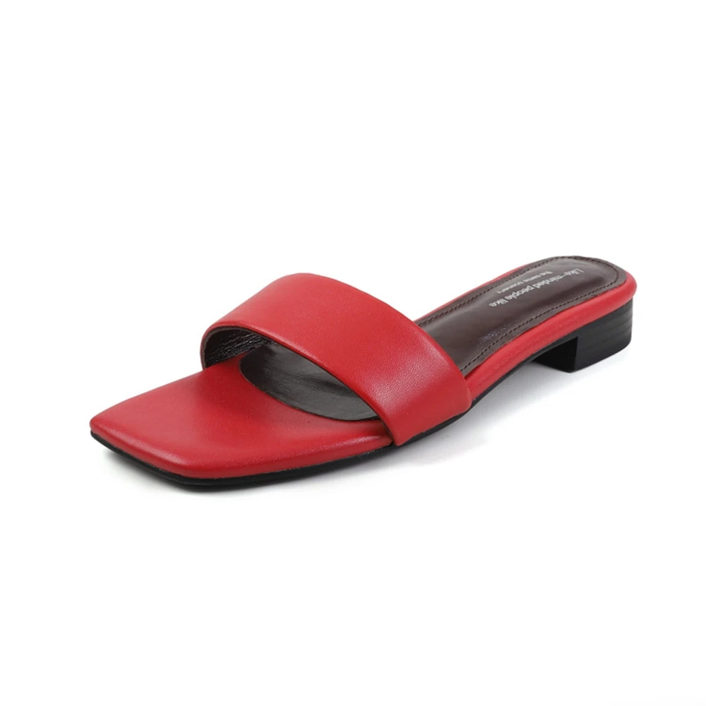 

Leather Summer Women Sandals Fashionable Open Toed Square Heel with Comfortable Casual Walking Dress and Business Slippers F7190
